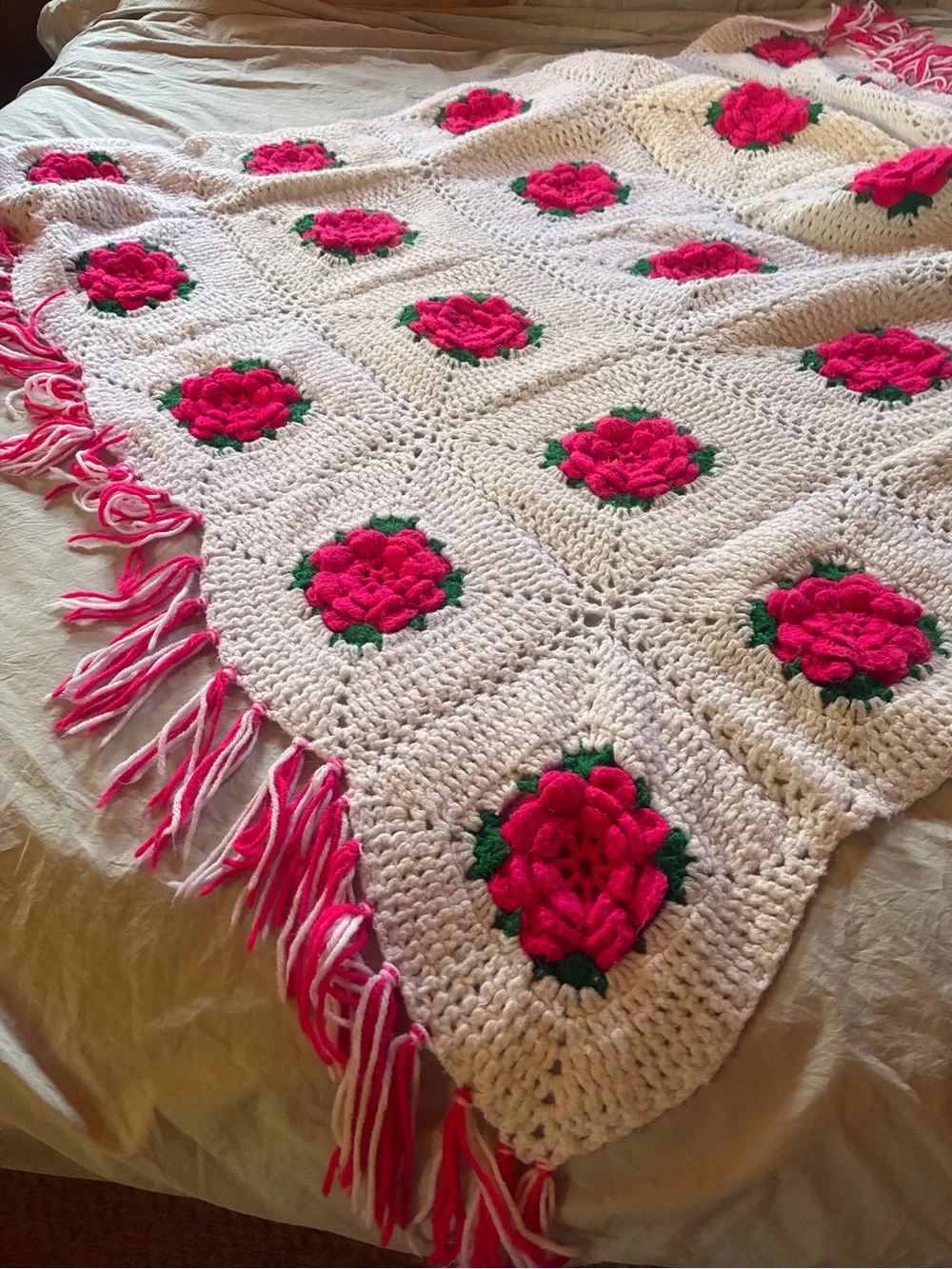 Rose Granny Square Afghan